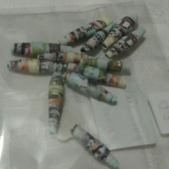 One-of-a-kind handmade/hand rolled paper beads/jewelry making/craft supplies/DIY - Picture 10 of 11